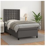  Box spring postelja z vzmetnico siva 80x200 cm umetno usnje | Shoptok.si