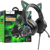hoco. Slušalice sa mikrofonom, gaming, USB/3.5 mm, LED - W107 Cute Cat Black/Green | Eponuda.ba