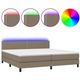  Krevet box spring s madracem LED smeđesivi 200x200 cm tkanina | shoptok.hr