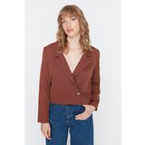 Trendyol Brown Crop Blazer Jacket Cene