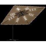 Vrtni suncobran LED s čeličnom šipkom smeđi 246 x 246 x 230 cm | shoptok.hr