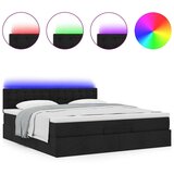 vidaXL Otomanski krevet s madracem i LED crni 160x200cm tkanine | shoptok.hr
