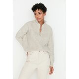 Trendyol Stone Zippered Knitwear Sweater | shoptok.hr