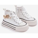 Boto Children's High Sneakers With Golden Decoration White Elvena | Shoptok.si