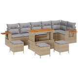 vidaXL 10 komada vrtna sofa set s jastučićima bež poliratan acacia, 4 komada vrtni set za blagovanje s jastučićima bež poliratan acacia Cijene