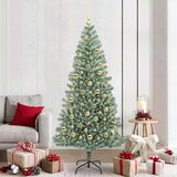 vidaXL Umjetno Božićno Drvo s Snježnim Flokom i LED Svjetlom 210 cm | shoptok.hr