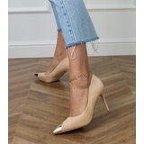 D/CEO Beige eco-suede pumps with metallic toe Elaza | Shoptok.si