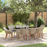 vidaXL Blagovaonski set 9 pcs Svjetlosiva 190 x 80 x 74 cm Cijene