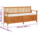 vidaXL Klupa za pohranu s jastukom 170 cm od masivnog bagremovog drva | shoptok.hr