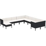  11-dijelna vrtna garnitura od poliratana s jastucima crna | shoptok.hr