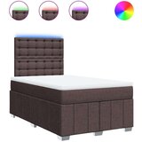 vidaXL Box spring postelja z vzmetnico temno rjava 120x190 cm blago, (21304726) | Shoptok.si