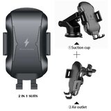 Techsuit vrhunsko avtomobilsko držalo (CAPD032) z brezžičnim polnjenjem 10 W za armaturno ploščo / vetrobransko steklo / zračno režo - črno | Shoptok.si