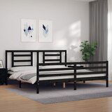 The Living Store Posteljni okvir z vzglavjem črn 200x200 cm trden les - Posteljni Okvir, (21530091) | Shoptok.si