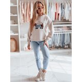 DStreet Bluza damska oversize z haftem DOGSWEETY cappuccino | Shoptok.si