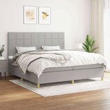  Box spring postelja z vzmetnico svetlo siva 200x200 cm blago, (20761231) | Shoptok.si