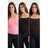Trendyol Set ženskih majica Tbbaw26Cv00001, 3 komada, Rozi Cene