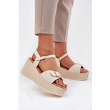 Boto Wedge Sandals For Women With Buckle Beige Liniella | Shoptok.si