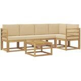  Set vanjskih sofa 6 pcs Bijela i bež Čvrsto drvo akacije | shoptok.hr