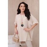 Włoski Oversized blouse with pendant beige Cijene