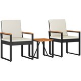  Set vanjskog namještaja 3 pcs Crna i krem-bijela poliratan | shoptok.hr