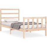 The Living Store Posteljni okvir z vzglavjem 90x200 cm trden les - Posteljni Okvir, (21529242) | Shoptok.si