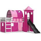  Krevet na kat s toboganom i zavjesama ružičasti 90 x 200 cm | shoptok.hr