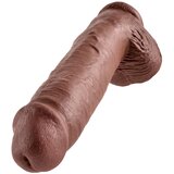 King Cock 11 - veliki, testikularni dildo (28 cm) - smeđi | shoptok.hr