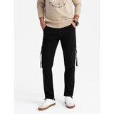Ombre Men's cargo pants STRAIGHT LEG with stripes on pockets - black | Shoptok.si