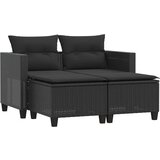 Maison Chic Vrtni kavč - Zunanji kavč dvosed s stolčki črn poli ratan, (22042087) | Shoptok.si
