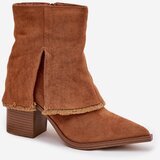 Boto Women's ankle boots on heel with rolled shaft Camel Idalia | Eponuda.ba