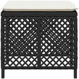  Vrtni taburei s jastucima 4 kom crni 41x41x36 cm od poliratana | Eponuda.com