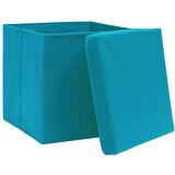 vidaXL Škatle s pokrovi 4 kosi 28x28x28 cm baby modre | Shoptok.si