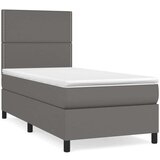  Krevet s oprugama i madracem sivi 90 x 200 cm od umjetne kože | shoptok.hr