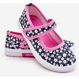 Boto Children's Velcro Ballerinas In Print Navy Blue And Pink Selah | Shoptok.si