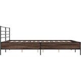  Posteljni okvir rjav hrast 180x200 cm inženirski les in kovina | Shoptok.si