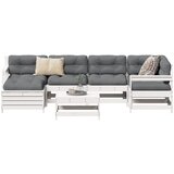 Maison Chic Seti vrtnega pohištva - Vrtna garnitura - Vrtni pohištvo set 7-delna bela trdna borovina, (21805796) | Shoptok.si