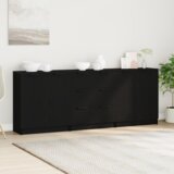  Kreveta 3 pcs Crni hrast 180 x 30 x 70 cm Konstruirano drvo | shoptok.hr