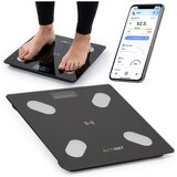 springos Elektronska tehtnica za kopalnico, zmogljivost 180 kg, z zaslonom LCD iz kaljenega stekla, črna barva, s povezavo preko aplikacije., (5000197627) | Shoptok.si