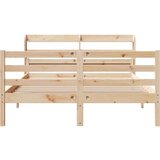 vidaXL Posteljni okvir z vzglavjem 120x190 cm trdna borovina | Shoptok.si