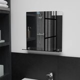 vidaXL Stensko ogledalo s polico 40x40 cm kaljeno steklo | Shoptok.si