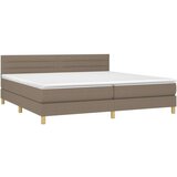  Krevet box spring s madracem LED smeđesivi 200x200 cm tkanina | shoptok.hr