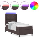  Postelja z box springom in vzmetnico ter LED osvetlitvijo temno rjava 100x200 cm tkanina, (22049457) | Shoptok.si