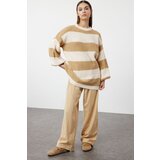 Trendyol Mink Soft Textured Thessaloniki Knitted Knitwear Striped Sweater Cene