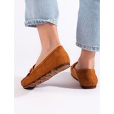 Shelvt Women's camel suede loafers | Shoptok.si