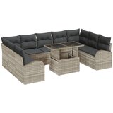 vidaXL set od 10 komada vrtnih sofa s jastučićima svjetlosiva poli ratan, 2-sjedista vrtna sofa sa spremnikom i jastučićima svjetlosiva poli ratan | shoptok.hr