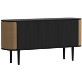 UMAGE Črna/rjava nizka komoda v hrastovem dekorju 150x75 cm Treasures – Cene