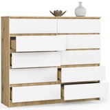 AKORD Komoda, 10 Predalov, Hrast Artisan/Bela, (5000332249) | Shoptok.si