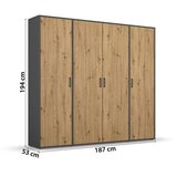 Rauch Möbel OMARA S KLASIČNIMI VRATI, siva, hrast artisan | Shoptok.si