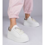  White sneakers with gold detail and rhinestone heel Floura | Shoptok.si