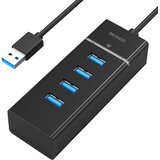 Deltaco HUB 3.0 4xUSB-A aluminijast, črn | Shoptok.si